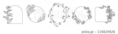 Set of flowers frame with ornament for pictures and photos. 119829926