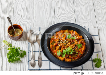 healthy zucchini stew in tomato sauce, top view healthy zucchini stew in tomato sauce, top view 119830084