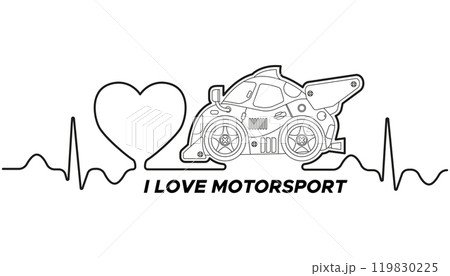 I love motorsports. Lettering. Isolated on white background. Vector illustration. I love motorsports. Lettering. Isolated on white background. Vector illustration. 119830225
