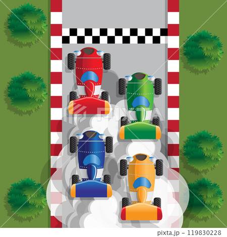 Racing cars. View from above. Vector illustration. 119830228