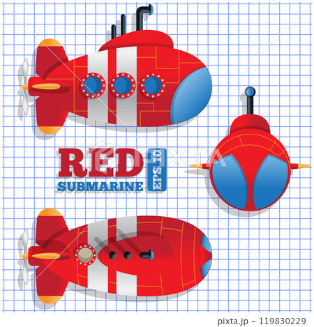 Scheme of a submarine. Vector illustration. 119830229