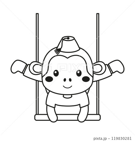 outline circus monkey 119830281