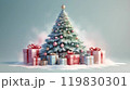 watercolor Christmas tree with gifts and lights. new year mood. background 119830301