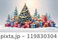 watercolor Christmas tree with gifts and lights. new year mood. background 119830304