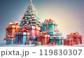 watercolor Christmas tree with gifts and lights. new year mood. background 119830307