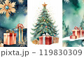 watercolor Christmas tree with gifts and lights. new year mood. background 119830309
