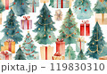 watercolor Christmas tree with gifts and lights. new year mood. background 119830310
