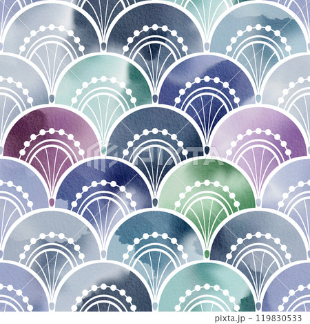 Rainbow Mermaid Fabulous Fish Scales Textured Watercolor Seamless Pattern Rainbow Mermaid Fabulous Fish Scales Textured Watercolor Seamless Pattern 119830533