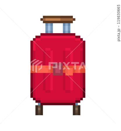 赤いスーツケースのピクセルイラストレーション 119830665