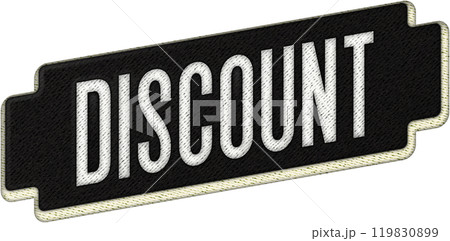 Exclusive patchwork style discount badge featuring elegant embroidery for fashion enthusiasts 119830899
