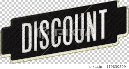 Exclusive patchwork style discount badge featuring elegant embroidery for fashion enthusiasts 119830899