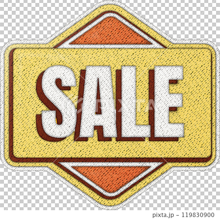 Vibrant patchwork style sale badge featuring embroidery design for eye-catching promotions 119830900
