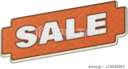 Exclusive patchwork style sale badge featuring unique embroidery design for special discounts 119830901