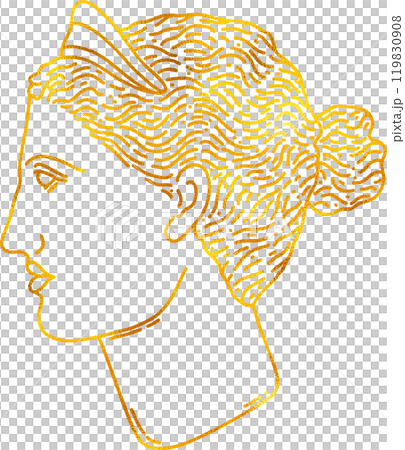 Greek Goddess Artemis in doodle style with gold foil effect. 119830908