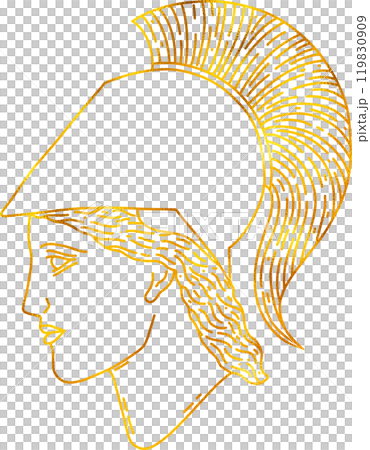 Greek Goddess Athena in doodle style with gold foil effect. 119830909