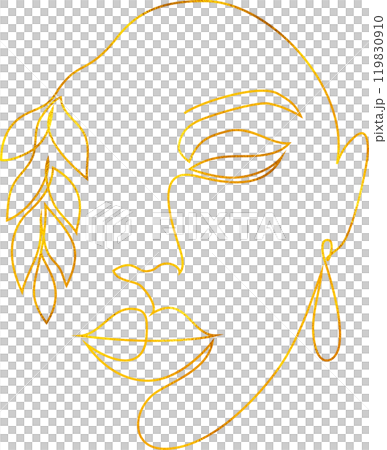 Minimal woman face with golden foil effect. 119830910