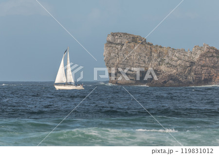 Sailboat sailing offshore on the Atlantic Ocean. Sailboat sailing offshore on the Atlantic Ocean. 119831012