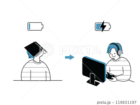 ゲームをして息抜きする男性 119831197