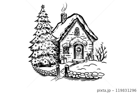Christmas home winter on white	 119831296