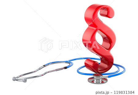 Section, paragraph symbol with stethoscope. 3D rendering 119831384