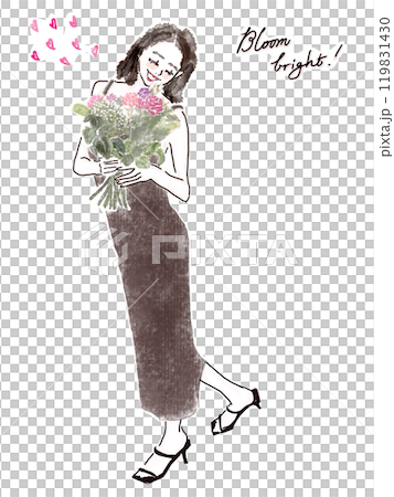 花束を持つ笑顔の女性 花束を持つ笑顔の女性 119831430