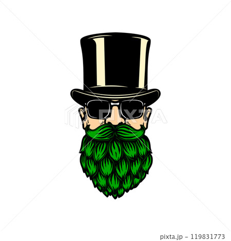 Head with beer hop beard. Vector illustration 119831773
