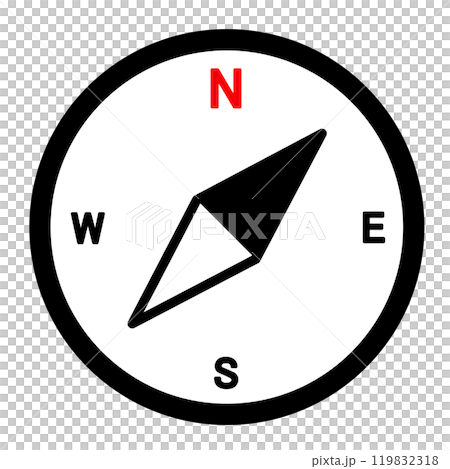 東西南北を示す方位磁石のシンプルなアイコン素材 119832318