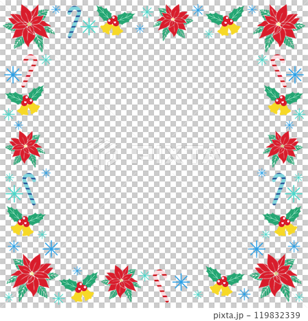 ポインセチアとクリスマスベルのフレーム ポインセチアとクリスマスベルのフレーム 119832339