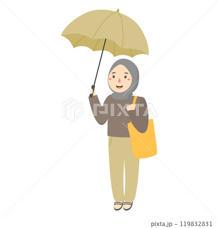 cute girl holding umbrella 119832831