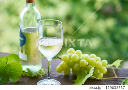 グラスに注いだ白ワイン 119832887
