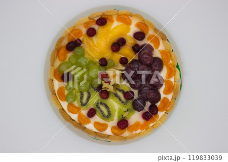 Colorful Fruit Tart Close-Up with Fresh Berries Colorful Fruit Tart Close-Up with Fresh Berries 119833039