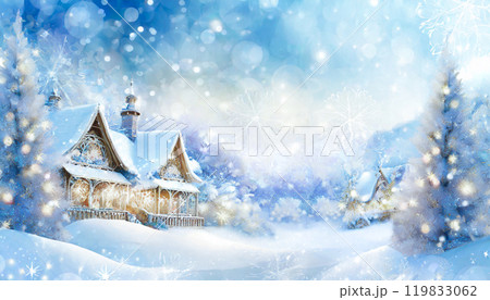 クリスマスの夜の雪景色,Generative AI,AI画像 119833062