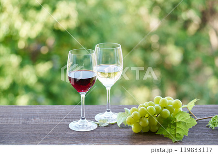 赤ワインと白ワイン 119833117