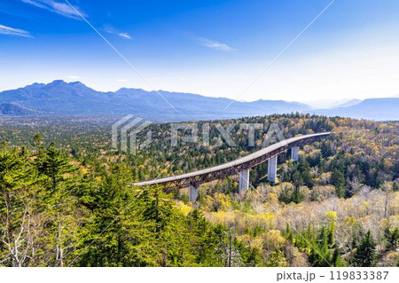 秋晴れの三国峠　松見大橋　国道273号線　北海道上士幌町 119833387