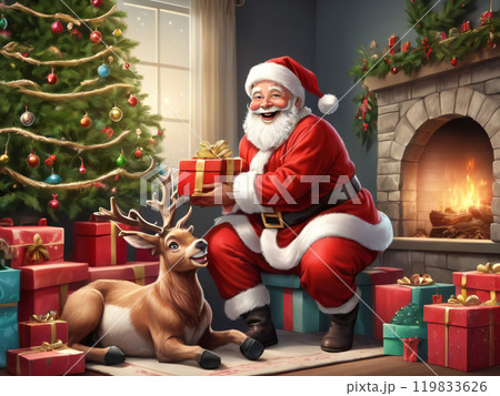 プレゼントを配るサンタクロース 119833626