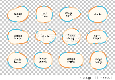 一組鬆散框架、框架、背景、裝飾、標題、可愛、簡單、柔軟、材質、彎曲 119833901