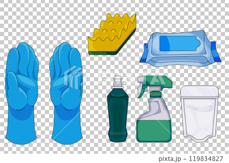 キッチン掃除道具と洗剤セット｜スタンダードな台所掃除用具 119834827