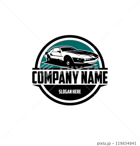 Kitt knight rider. vector silhouette isolated white background shown from the side. Best for logos, badges, emblems, concepts and the car industry. 119834841