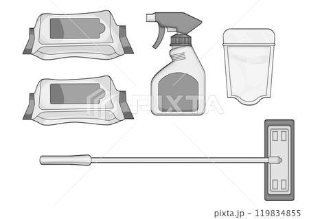 床掃除用道具と洗剤セット｜スタンダードなリビング掃除用具 119834855