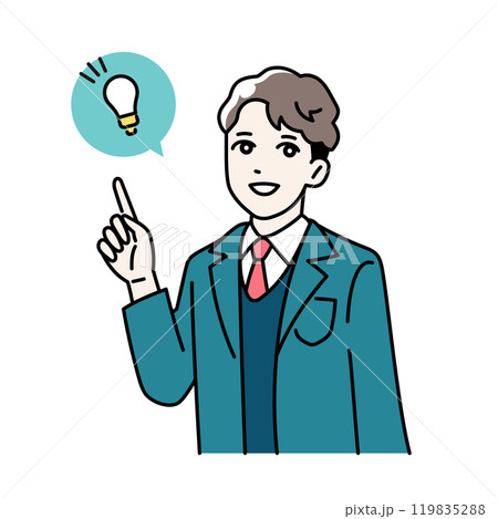ひらめいた制服を着た学生のイラスト ひらめいた制服を着た学生のイラスト 119835288