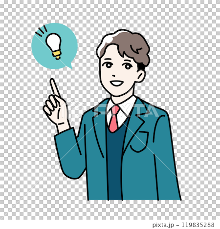 ひらめいた制服を着た学生のイラスト ひらめいた制服を着た学生のイラスト 119835288