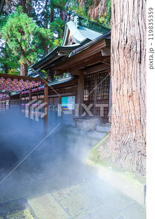 本殿前のスモーク（縦） 119835359
