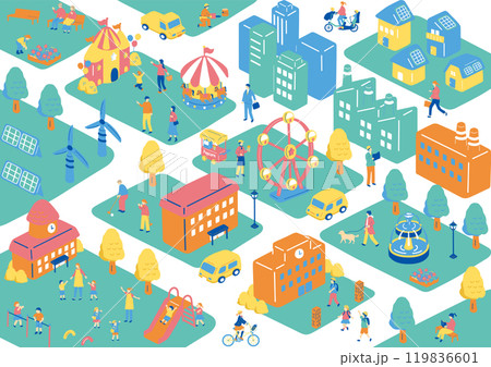 街の風景 アイソメトリック 街の風景 アイソメトリック 119836601