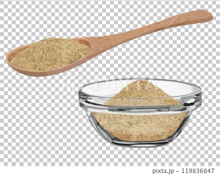 鹽和胡椒（用木勺和疊碗） 119836847