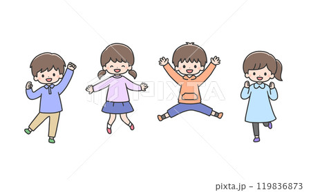 笑顔でジャンプする子どもたち 119836873