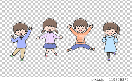 笑顔でジャンプする子どもたち 119836873