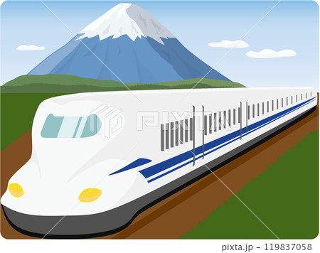 新幹線と富士山 119837058