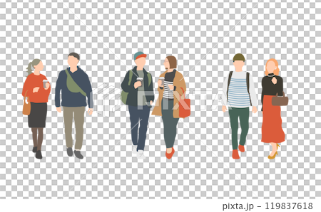 デートをしているおしゃれな男女 デートをしているおしゃれな男女 119837618