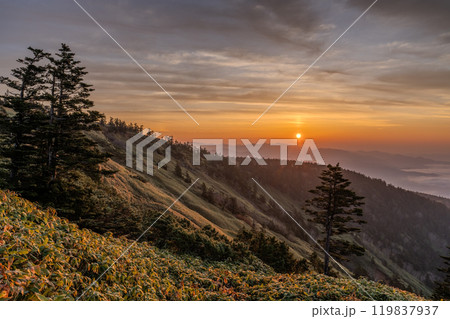 《群馬県》渋峠の夜明け・国道最高地点の眺め 《群馬県》渋峠の夜明け・国道最高地点の眺め 119837937