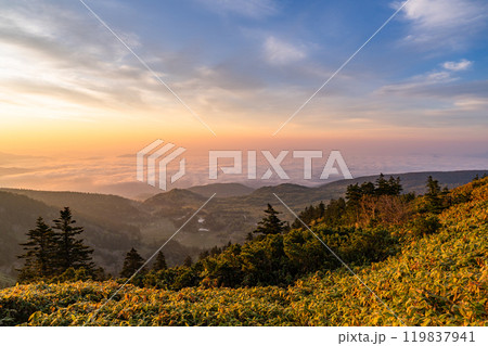 《群馬県》渋峠の夜明け・国道最高地点の眺め 119837941